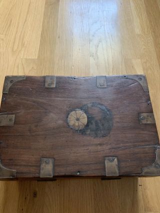Antique Wood Folding Portable Secretary Writing Lap Desk Document Box Case