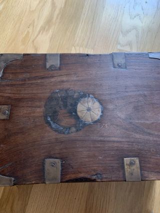 Antique Wood Folding Portable Secretary Writing Lap Desk Document Box Case 2