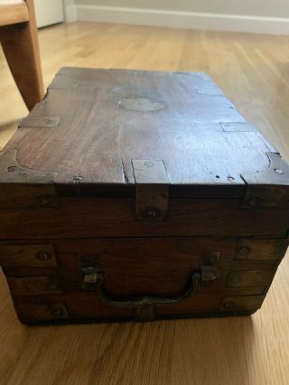 Antique Wood Folding Portable Secretary Writing Lap Desk Document Box Case 6