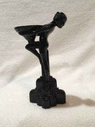 Fitz & Floyd Black Art Deco Nude Woman Holding Dish Statue Vintage