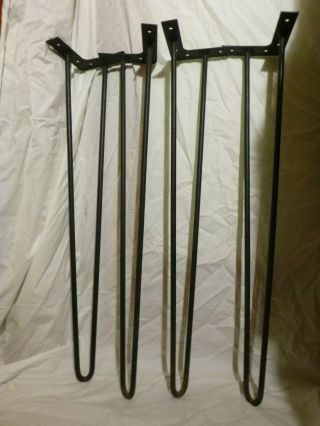 Vintage 4x Mid Century Modern Iron Hairpin Table Legs Slight Angle Bracket 28 