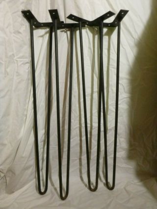 Vintage 4x Mid Century Modern Iron Hairpin Table Legs Slight Angle Bracket 28 