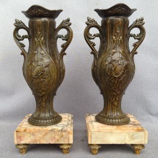 Big antique Art Nouveau vases regule bronze tone 19th century France 3