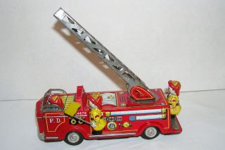 Vintage T.  N Nomura Japan Tin Friction Fire Engine Toy Truck 24670 1950s 3