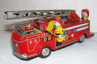 Vintage T.  N Nomura Japan Tin Friction Fire Engine Toy Truck 24670 1950s 4