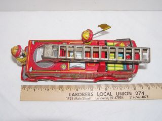 Vintage T.  N Nomura Japan Tin Friction Fire Engine Toy Truck 24670 1950s 5