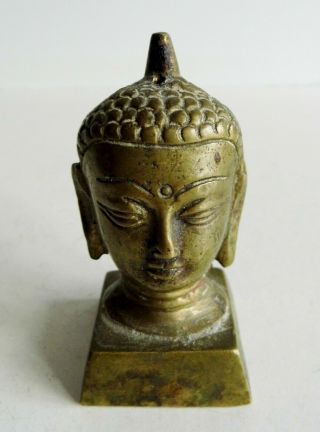 Suberb Old Chinese Bronze Head Of Buddha Sculpture - 7.  25cm Tall - Info Welcome