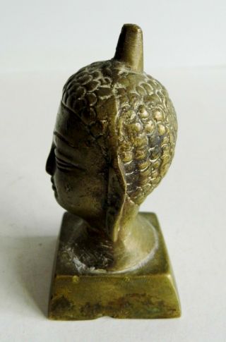 SUBERB OLD CHINESE BRONZE HEAD OF BUDDHA SCULPTURE - 7.  25cm TALL - INFO WELCOME 2