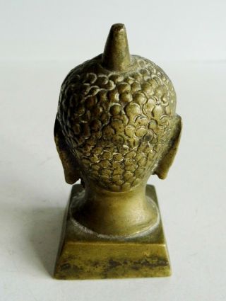 SUBERB OLD CHINESE BRONZE HEAD OF BUDDHA SCULPTURE - 7.  25cm TALL - INFO WELCOME 3