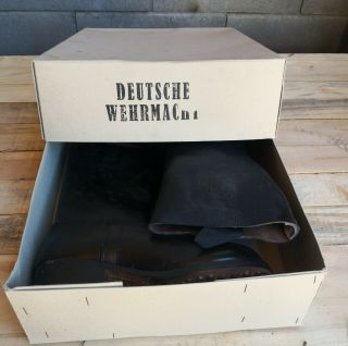 German Ww 2 Nailed Officer Leather Boots In The Box