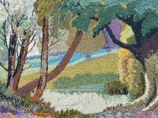 DETAILED EMBROIDERED MIXED MEDIA WOOLWORK WOODLAND LANDSCAPE PICTURE 2