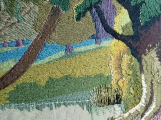 DETAILED EMBROIDERED MIXED MEDIA WOOLWORK WOODLAND LANDSCAPE PICTURE 3