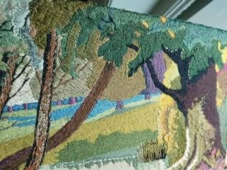 DETAILED EMBROIDERED MIXED MEDIA WOOLWORK WOODLAND LANDSCAPE PICTURE 4