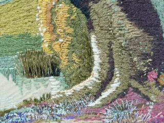 DETAILED EMBROIDERED MIXED MEDIA WOOLWORK WOODLAND LANDSCAPE PICTURE 8