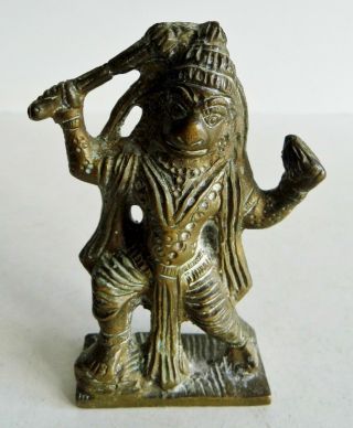 Small Old Indian Bronze Statue Of The Hindu Monkey Deity Hanuman - 8cm Tall