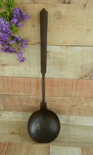 Huge Antique Ladle Primitive Hand Forged Iron Open Hearth Cooking Kettle Ladle