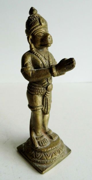 Suberb Old Indian Bronze Statue Of The Hindu Monkey Deity Hanuman - 12cm Tall