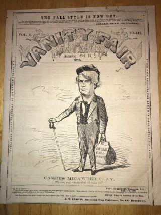 10/18/ 1862 Vanity Fair Civil War Newspaper Rare Cassius Micawber Clay