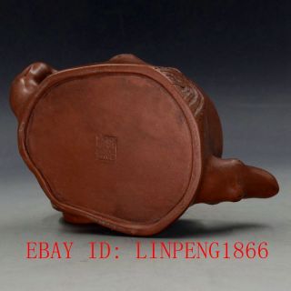 Chinese Yixing Zisha Hand carved Plum Blossom & Tree Stump Teapot L25 4