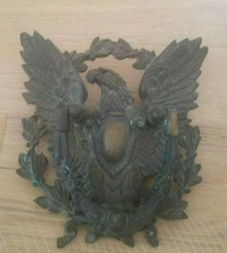 Large Antique Vintage Iron Cast Brass Eagle Door Knocker