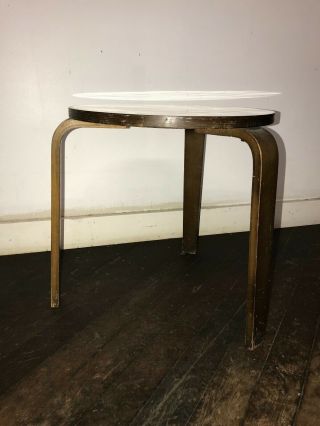 Vintage Mid Century Modern Alvar Aalto Side Table Or Stool White Laminate Top