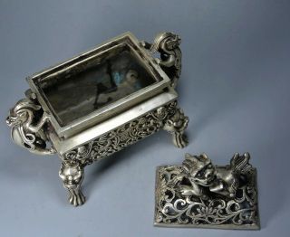 Collect Old Tibet Silver Hand - Carve Kylin & Dragon & Fairchild Auspicious Cenery 3