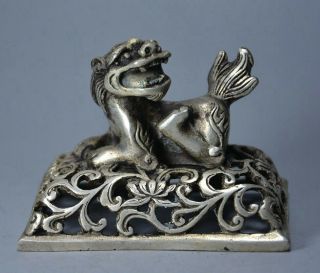 Collect Old Tibet Silver Hand - Carve Kylin & Dragon & Fairchild Auspicious Cenery 4