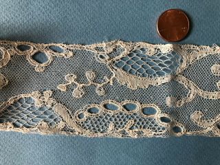 Handmade 19th C.  Point Ground bobbin lace Copenhagen holes COLLECTOR 4