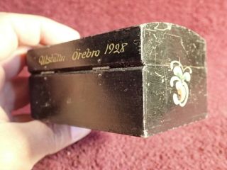 dated 1928 HANDPAINTED LITTLE WOOD BOX ÖREBRO SWEDEN SWEDISH SCANDINAVIA 6