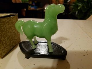 VINTAGE GREEN JADE GLASS FIGURE OF A HORSE 4 