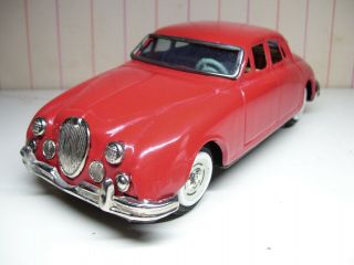 Rare 8” Long Bandai Japan Tin Friction 1950s Jaguar 3.  4 Sedan Exc,
