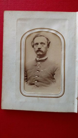Antique Civil War Confederate Union Soldier Cdv Photo With Masonic Pin On Coat