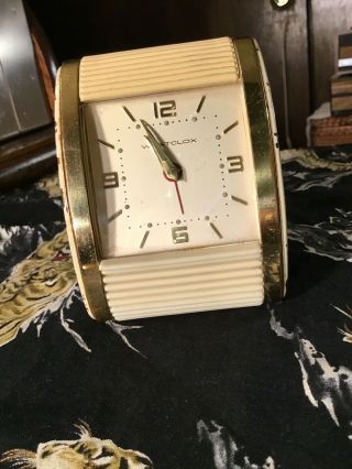 Vintage Westclox Travel Alarm Clock Wind Up Roll Cover 1950 
