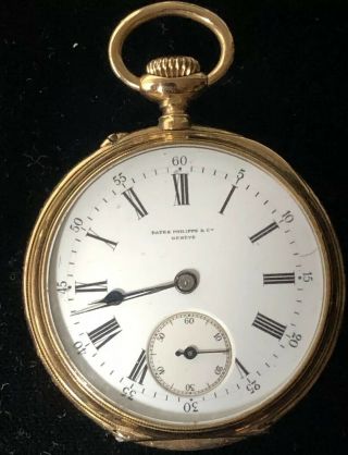 Vintage Patek Philippe & Co Geneve 18k Gold Pocket Watch/ Runs