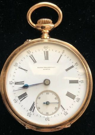 Vintage Patek Philippe & Co Geneve 18k Gold Pocket watch/ Runs 2