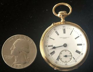 Vintage Patek Philippe & Co Geneve 18k Gold Pocket watch/ Runs 3