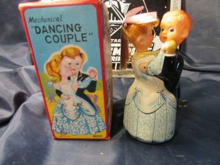 Mechanical Dancing Couple Windup Tin Toy Made In Japan T.  P.  S.  Mego