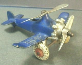 Vintage 1930s Hubley Cast Iron Toy Giroplane Airplane 4 " Paint