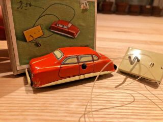 1950 Germany Tin Penny Toy Car Remote Control Stick Boxed Rare 1950