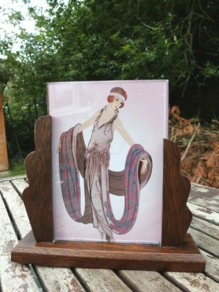 Lovely Small Vintage Art Deco Wood & Glass Freestanding Picture/photo Frame.