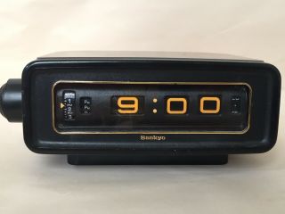 Vtg Sankyo Digital Flip Roll Alarm Clock Woodgrain 303al Mid Century Japan