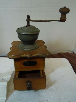 Vintage Java German Wooden Coffee Grinder Mill Dovetail