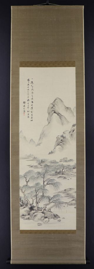 JAPANESE HANGING SCROLL ART Painting Sansui Landscape Asian antique E8086 2