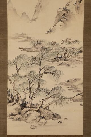 JAPANESE HANGING SCROLL ART Painting Sansui Landscape Asian antique E8086 4