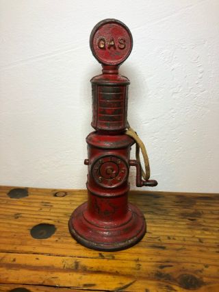 Vintage A.  C.  Williams Cast Iron 7 " Clock Face Gas Pump - 1930 Farm Toy