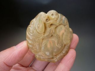 China.  Jade,  Hongshan culture,  hand - carved,  jade,  horse and monkey,  pendant E0 4