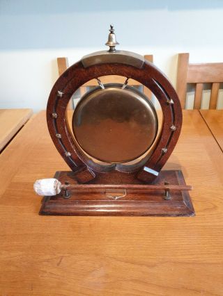 Antique Vintage Wooden And Brass Dinner Gong