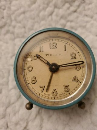 Antique Thrill Swiss Made Desktop Alarm Clock