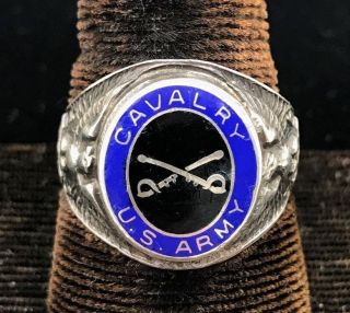 Vintage Wwii Us Army Cavalry Sterling Silver Ring
