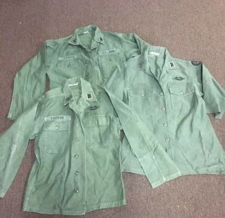 3 Vintage Vietnam War Og - 107 Sateen Army Shirt Jacket Utility Sz Small